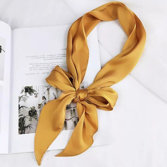 silk like bag scarf twilly bow Accessories - Elegant Wide Soft Luxurious Bag Scarf Head Neck